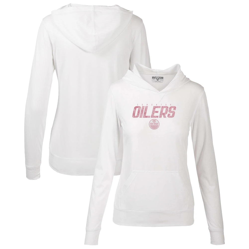 Women's Levelwear White Edmonton Oilers Mother's Day Recovery Floral Pullover Hoodie