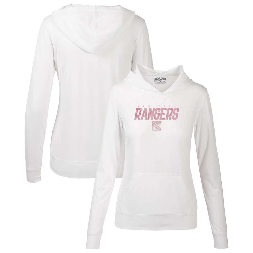 Women's Levelwear White New York Rangers Mother's Day Recovery Floral Pullover Hoodie