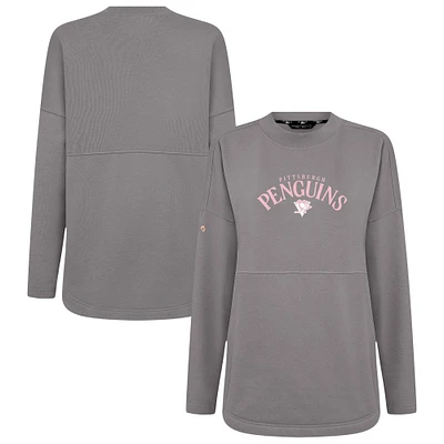 Women's Levelwear  Gray Pittsburgh Penguins Mother's Day Beaudry Arched Pullover Sweatshirt
