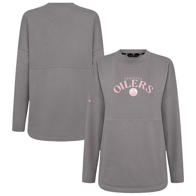 Women's Levelwear  Gray Edmonton Oilers Mother's Day Beaudry Arched Pullover Sweatshirt