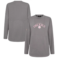 Women's Levelwear  Gray Edmonton Oilers Mother's Day Beaudry Arched Pullover Sweatshirt