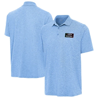 Men's Antigua Heather Powder Blue NASCAR Mexico Series Race Par 3 Polo