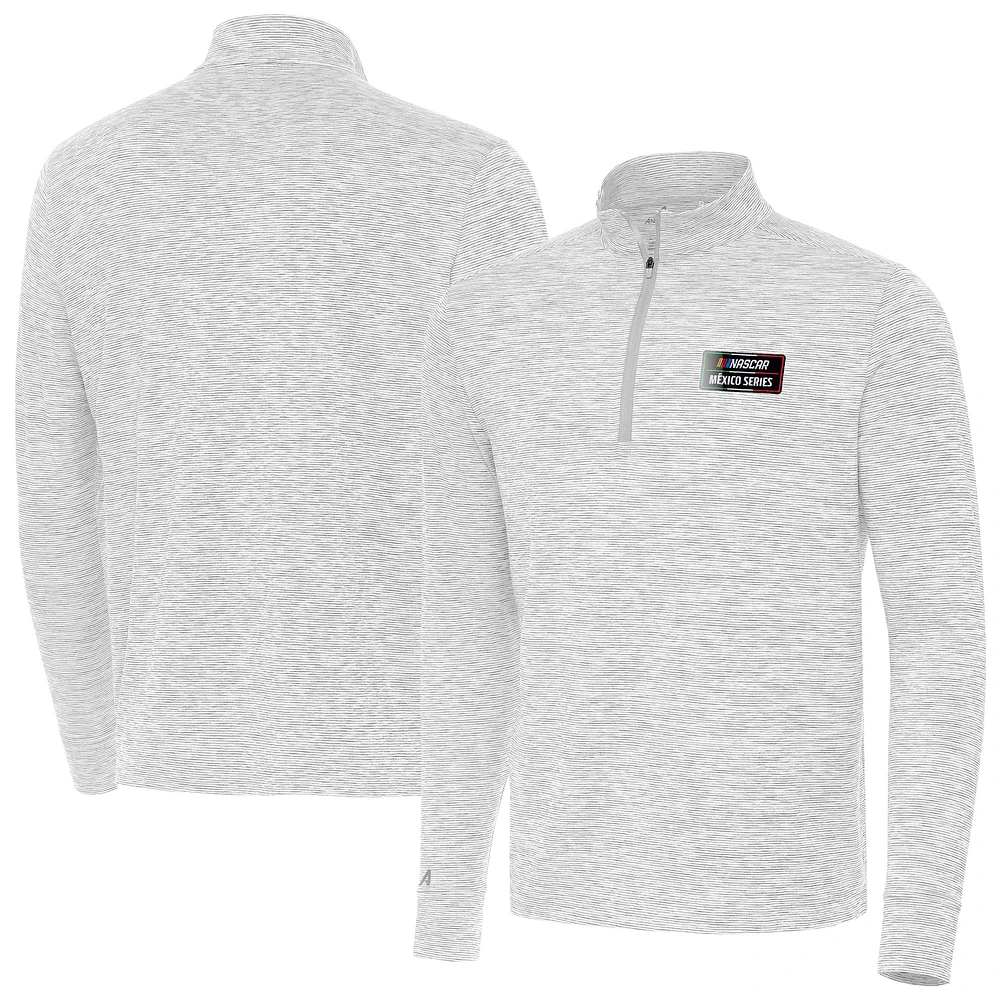 Men's Antigua Gray NASCAR Mexico Series Race Cause Quarter-Zip Jacket