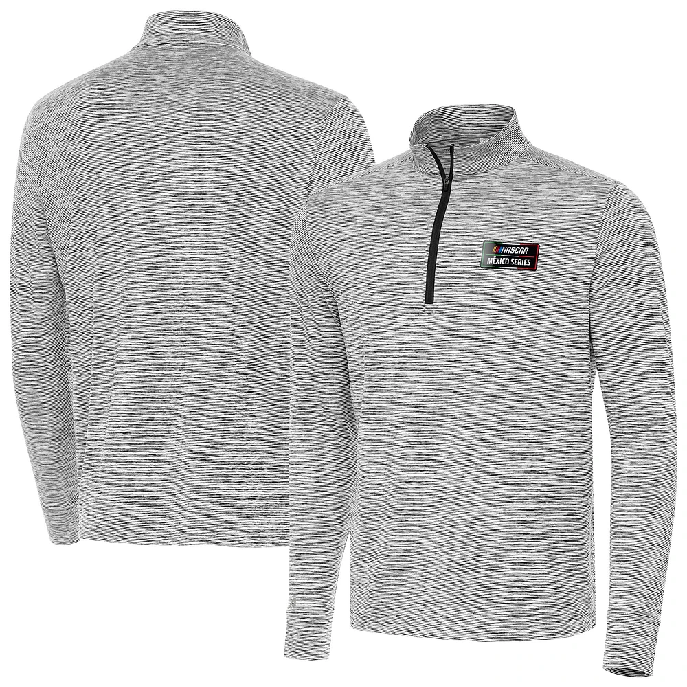 Men's Antigua Black NASCAR Mexico Series Race Cause Quarter-Zip Jacket
