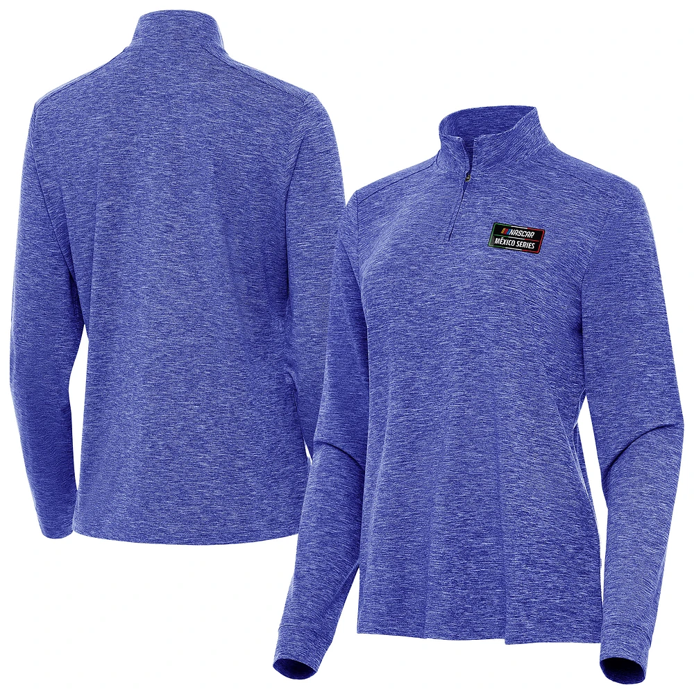 Women's Antigua Heather Royal NASCAR Mexico Series Race Mentor Quarter-Zip Jacket