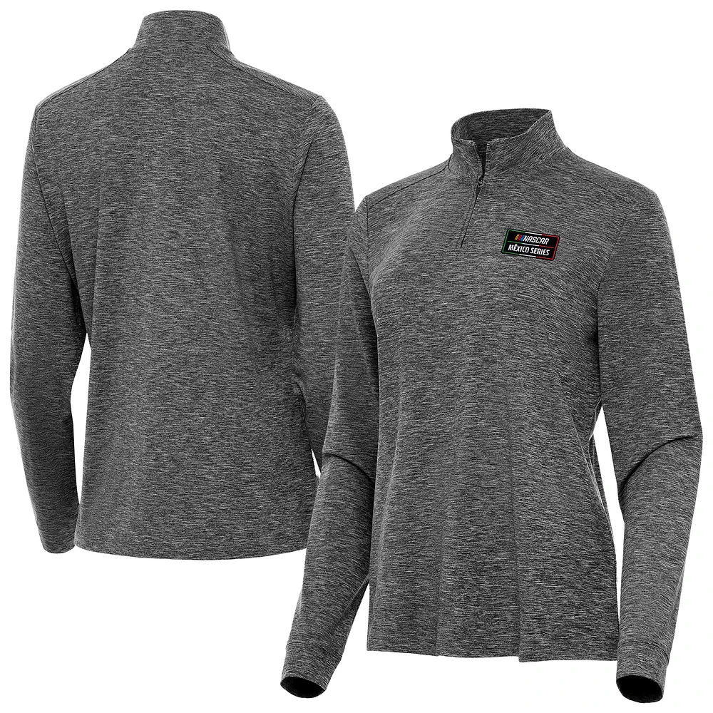 Women's Antigua Heather NASCAR Mexico Series Race Mentor Quarter-Zip Jacket