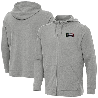 Men's Antigua Heather NASCAR Mexico Series Race Effortless Full-Zip Hoodie