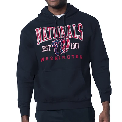 Men's Starter  Navy Washington Nationals Distressed Fleece Pullover Hoodie