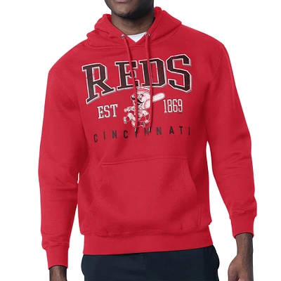 Men's Starter  Red Cincinnati Reds Distressed Fleece Pullover Hoodie