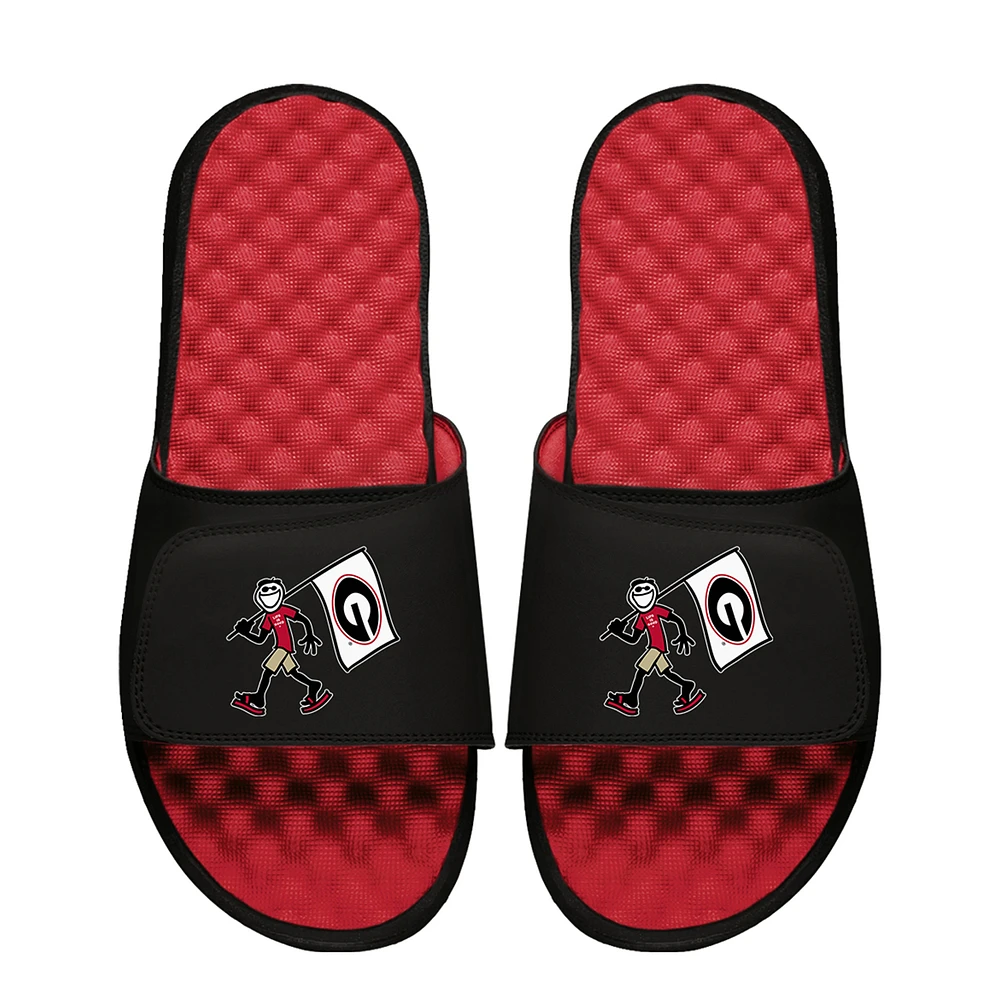 Youth ISlide Black Georgia Bulldogs Life is Good Slide Sandals