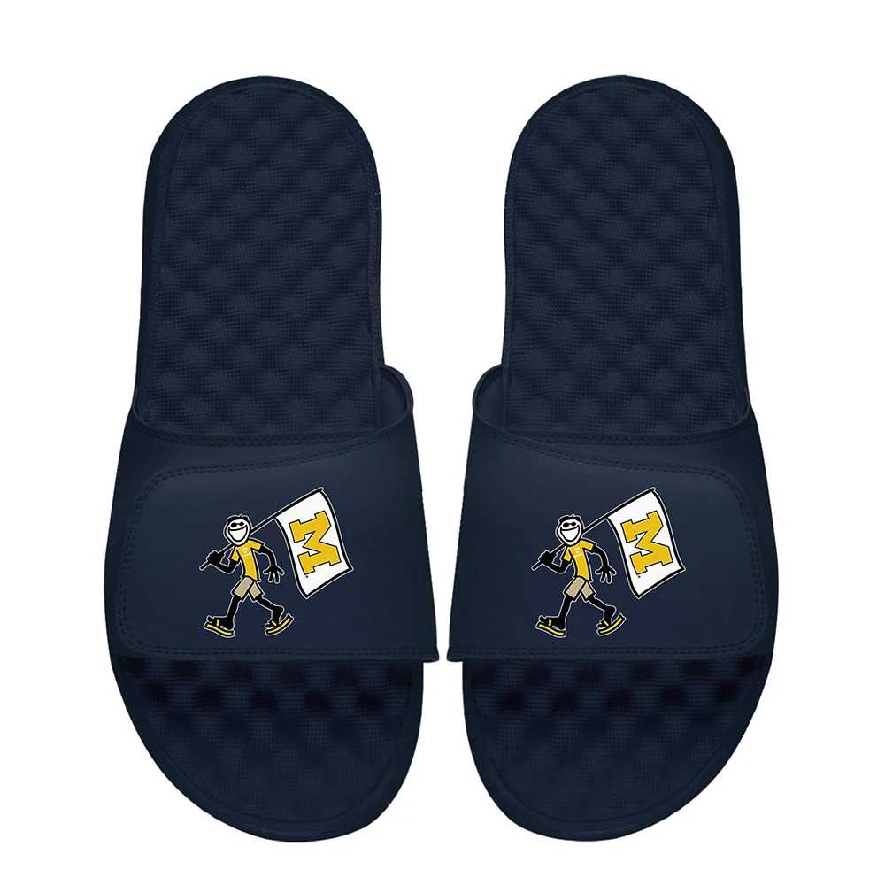 Youth ISlide Navy Michigan Wolverines Life is Good Slide Sandals
