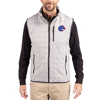 Men's Cutter & Buck  Gray Boise State Broncos Rainier Eco Insulated PrimaLoft Full-Zip Puffer Vest