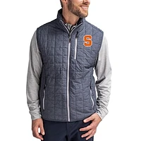 Men's Cutter & Buck  Anthracite Syracuse Orange Rainier Eco Insulated PrimaLoft Full-Zip Puffer Vest