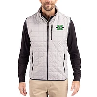 Men's Cutter & Buck  Gray Marshall Thundering Herd Rainier Eco Insulated PrimaLoft Full-Zip Puffer Vest
