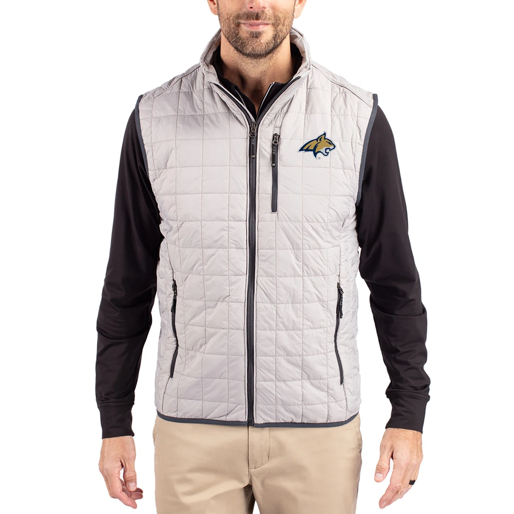 Men's Cutter & Buck Gray Montana State Bobcats Rainier Eco Insulated PrimaLoft Full-Zip Puffer Vest