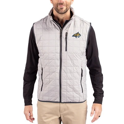 Men's Cutter & Buck  Gray Montana State Bobcats Rainier Eco Insulated PrimaLoft Full-Zip Puffer Vest