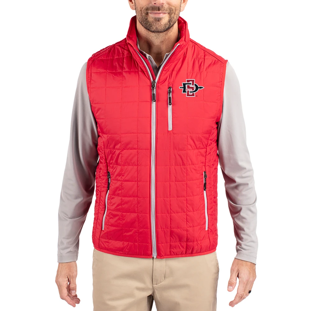 Men's Cutter & Buck San Diego State Aztecs Rainier Eco Insulated PrimaLoft Full-Zip Puffer Vest