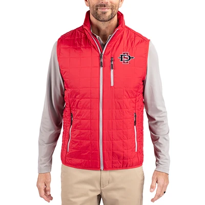 Men's Cutter & Buck San Diego State Aztecs Rainier Eco Insulated PrimaLoft Full-Zip Puffer Vest