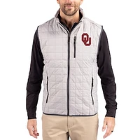 Men's Cutter & Buck  Gray Oklahoma Sooners Rainier Eco Insulated PrimaLoft Full-Zip Puffer Vest