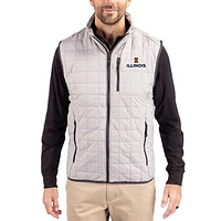 Men's Cutter & Buck  Gray Illinois Fighting Illini Rainier Eco Insulated PrimaLoft Full-Zip Puffer Vest