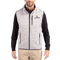 Men's Cutter & Buck  Gray Illinois Fighting Illini Rainier Eco Insulated PrimaLoft Full-Zip Puffer Vest