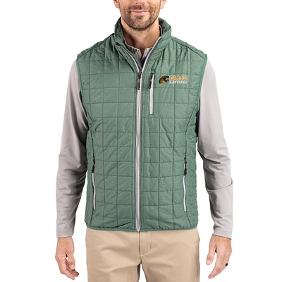 Men's Cutter & Buck  Hunter Green Florida A&M Rattlers Rainier Eco Insulated PrimaLoft Full-Zip Puffer Vest