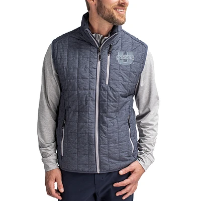 Men's Cutter & Buck  Anthracite Utah State Aggies Rainier Eco Insulated PrimaLoft Full-Zip Puffer Vest