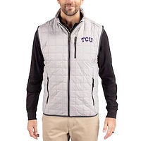 Men's Cutter & Buck  Gray TCU Horned Frogs Rainier Eco Insulated PrimaLoft Full-Zip Puffer Vest