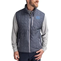 Men's Cutter & Buck  Anthracite North Carolina Tar Heels Rainier Eco Insulated PrimaLoft Full-Zip Puffer Vest