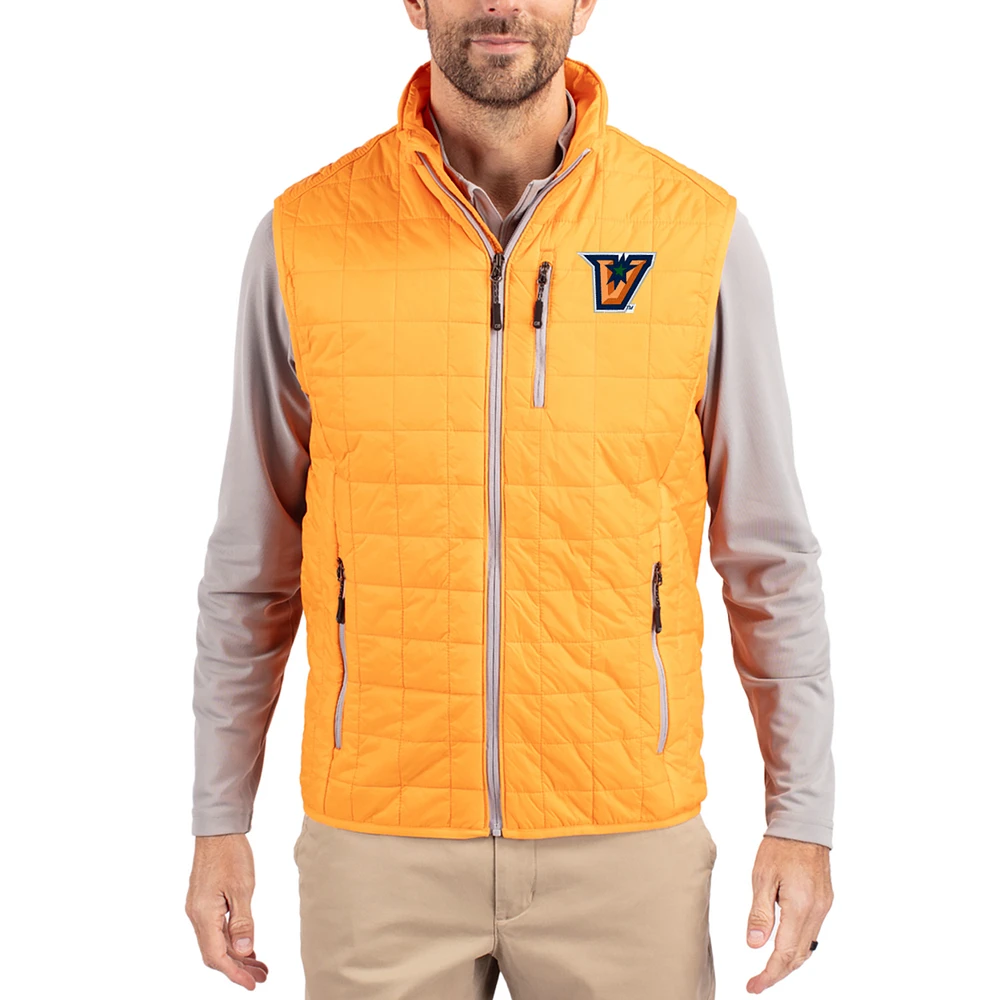 Men's Cutter & Buck Orange Texas-Rio Grande Valley Vaqueros Rainier Eco Insulated PrimaLoft Full-Zip Puffer Vest