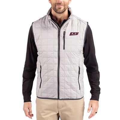 Men's Cutter & Buck  Gray Eastern Kentucky Colonels Rainier Eco Insulated PrimaLoft Full-Zip Puffer Vest