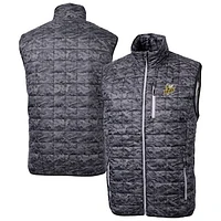Men's Cutter & Buck  Black Baldwin Wallace Yellow Jackets Rainier PrimaLoft Camo Full-Zip Puffer Vest
