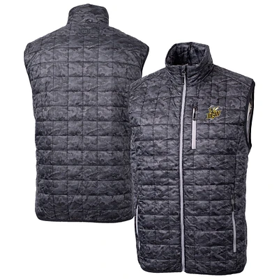 Men's Cutter & Buck  Black Baldwin Wallace Yellow Jackets Rainier PrimaLoft Camo Full-Zip Puffer Vest