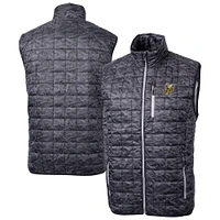 Men's Cutter & Buck  Black Baldwin Wallace Yellow Jackets Rainier PrimaLoft Camo Full-Zip Puffer Vest