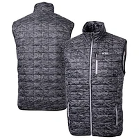 Men's Cutter & Buck  Black NYU Violets Rainier PrimaLoft Camo Full-Zip Puffer Vest