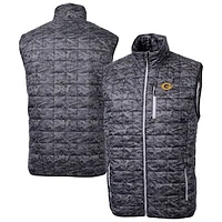 Men's Cutter & Buck  Black Grambling Tigers Rainier PrimaLoft Camo Full-Zip Puffer Vest