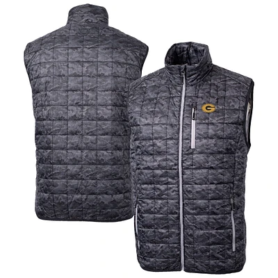 Men's Cutter & Buck  Black Grambling Tigers Rainier PrimaLoft Camo Full-Zip Puffer Vest