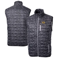Men's Cutter & Buck  Black Grambling Tigers Rainier PrimaLoft Camo Full-Zip Puffer Vest