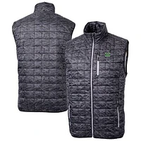 Men's Cutter & Buck  Black Marshall Thundering Herd Rainier PrimaLoft Camo Full-Zip Puffer Vest