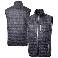 Men's Cutter & Buck  Black Marshall Thundering Herd Rainier PrimaLoft Camo Full-Zip Puffer Vest
