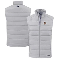 Men's Cutter & Buck Gray Oregon State Beavers Evoke Hybrid Eco Softshell Recycled Full-Zip Vest