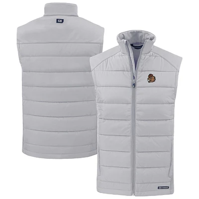 Men's Cutter & Buck Gray Oregon State Beavers Evoke Hybrid Eco Softshell Recycled Full-Zip Vest