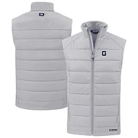 Men's Cutter & Buck Gray Georgetown Hoyas Evoke Hybrid Eco Softshell Recycled Full-Zip Vest