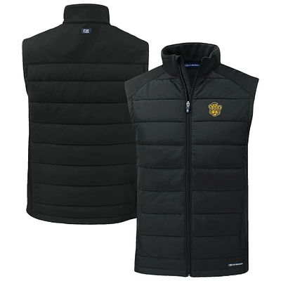 Men's Cutter & Buck Black Missouri Tigers Evoke Hybrid Eco Softshell Recycled Full-Zip Vest
