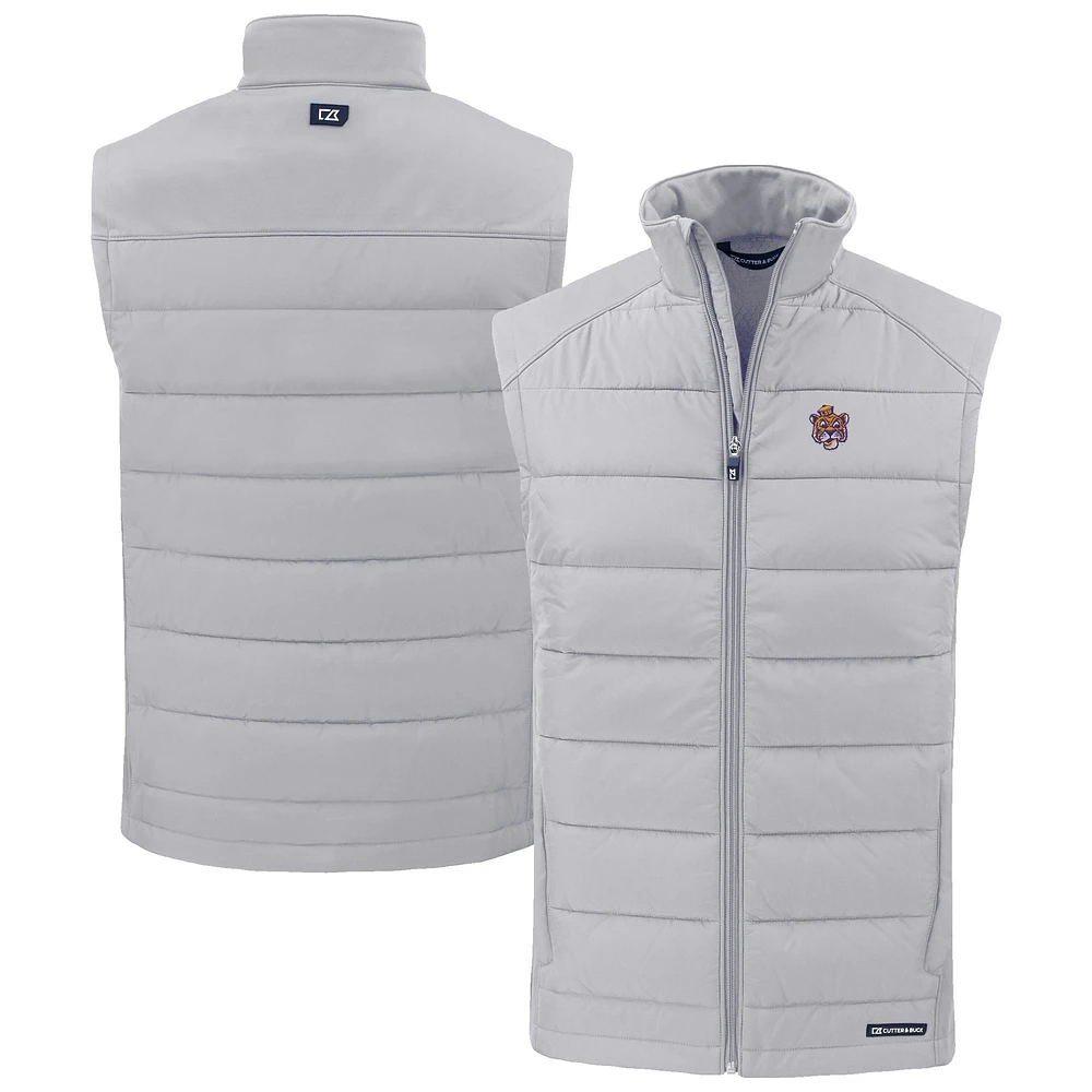 Men's Cutter & Buck LSU Tigers Evoke Hybrid Eco Softshell Recycled Full-Zip Vest
