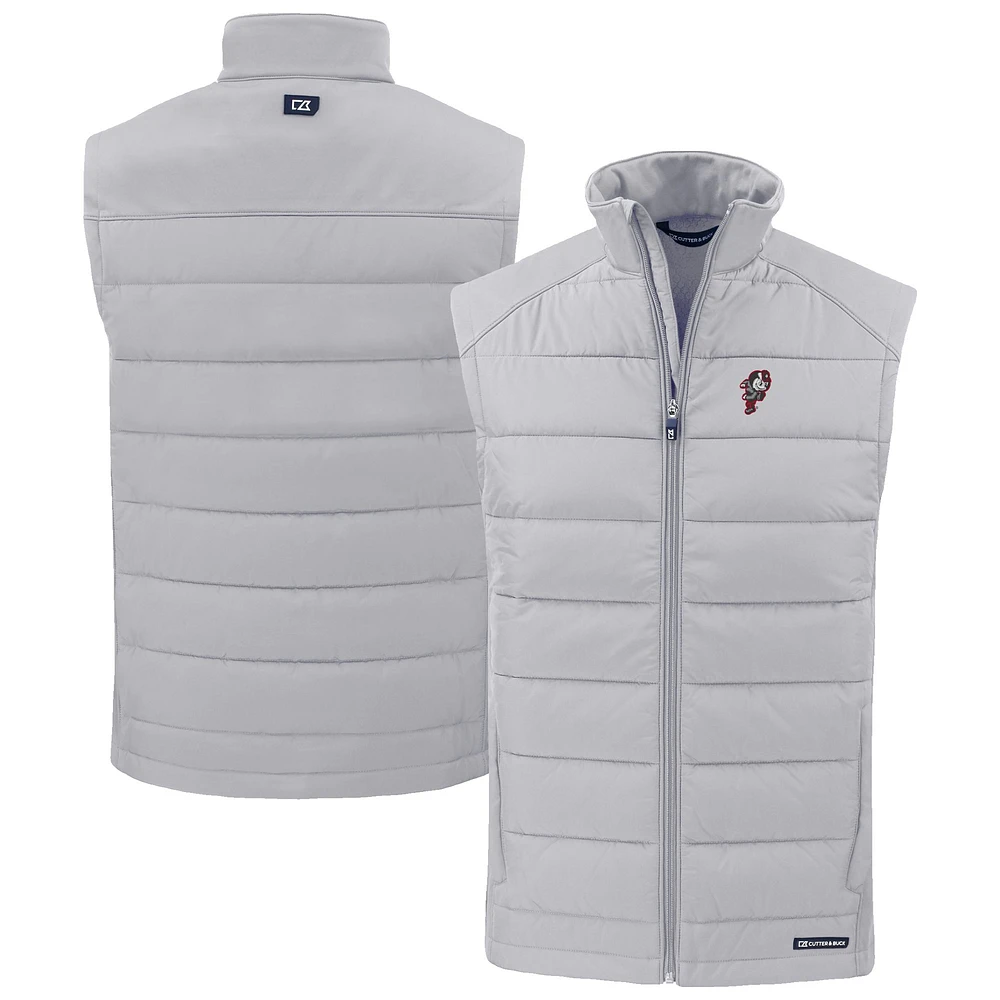 Men's Cutter & Buck Ohio State Buckeyes Evoke Hybrid Eco Softshell Recycled Full-Zip Vest