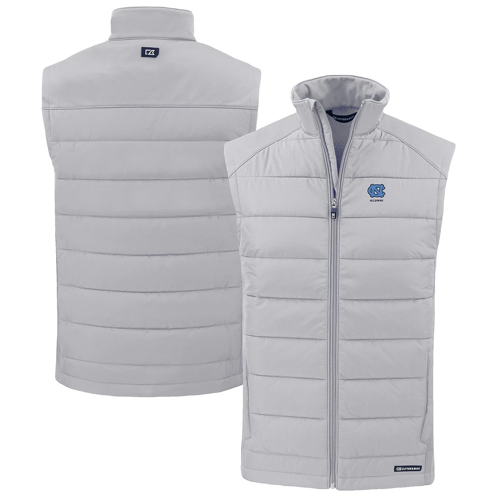 Men's Cutter & Buck Gray North Carolina Tar Heels Evoke Hybrid Eco Softshell Recycled Full-Zip Vest