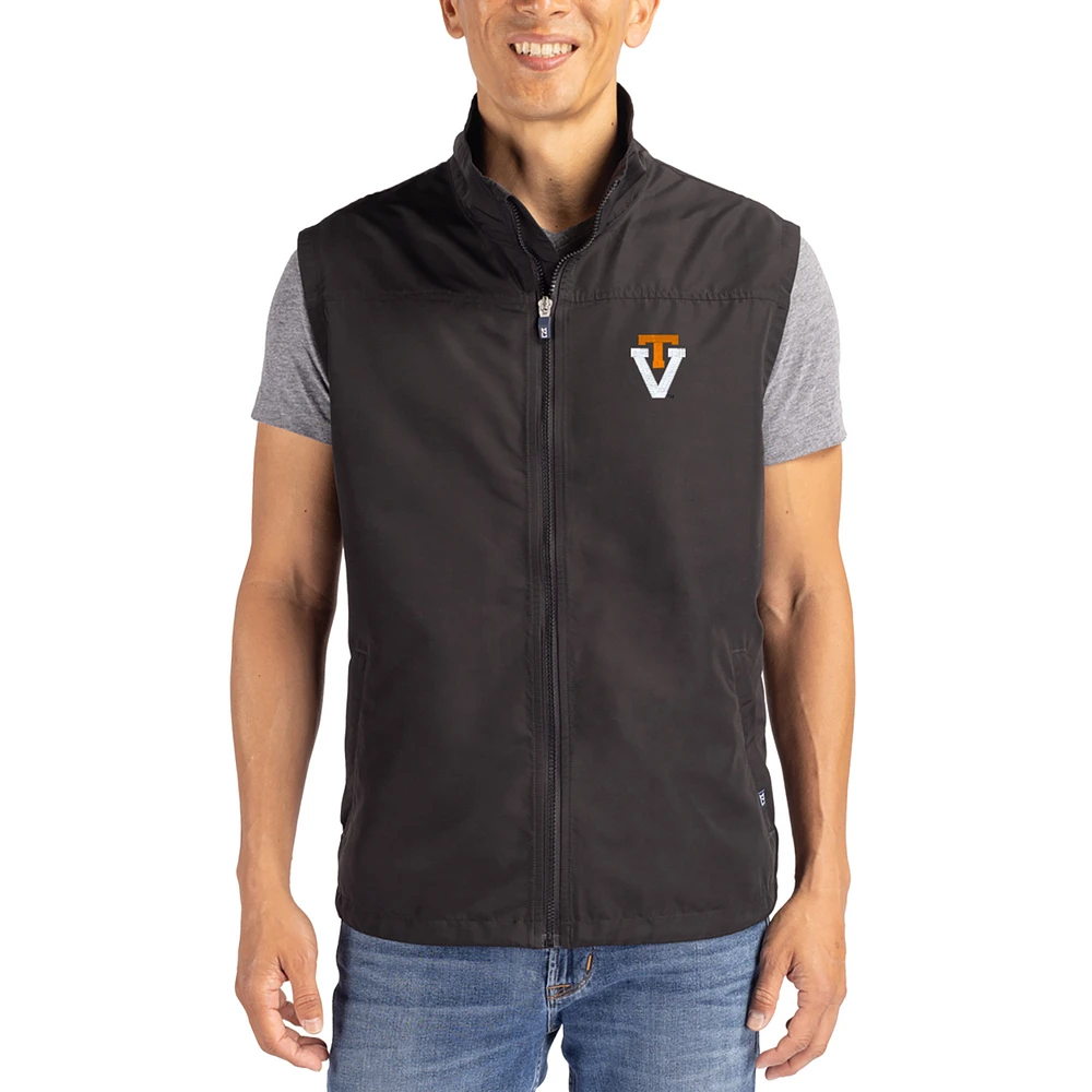 Men's Cutter & Buck Black Virginia Tech Hokies Charter Eco Recycled Full-Zip Vest