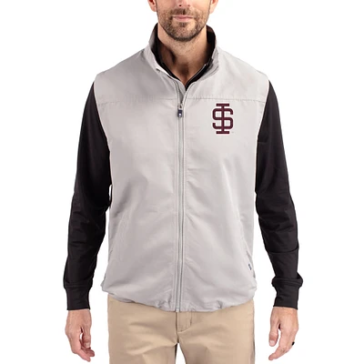 Men's Cutter & Buck Gray Southern Illinois Salukis Charter Eco Recycled Full-Zip Vest