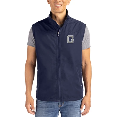 Men's Cutter & Buck Navy Georgetown Hoyas Charter Eco Recycled Full-Zip Vest